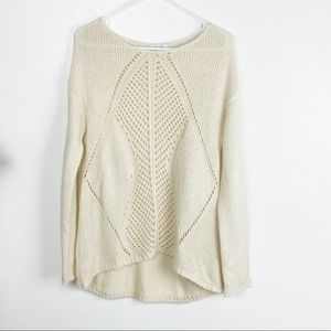 DELIA*S Cream Hi Low Hem Knit Sweater, Size Large